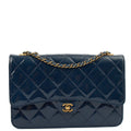 Chanel Cross Body Wallet on Chain in Blue, Patent Leather — Front View