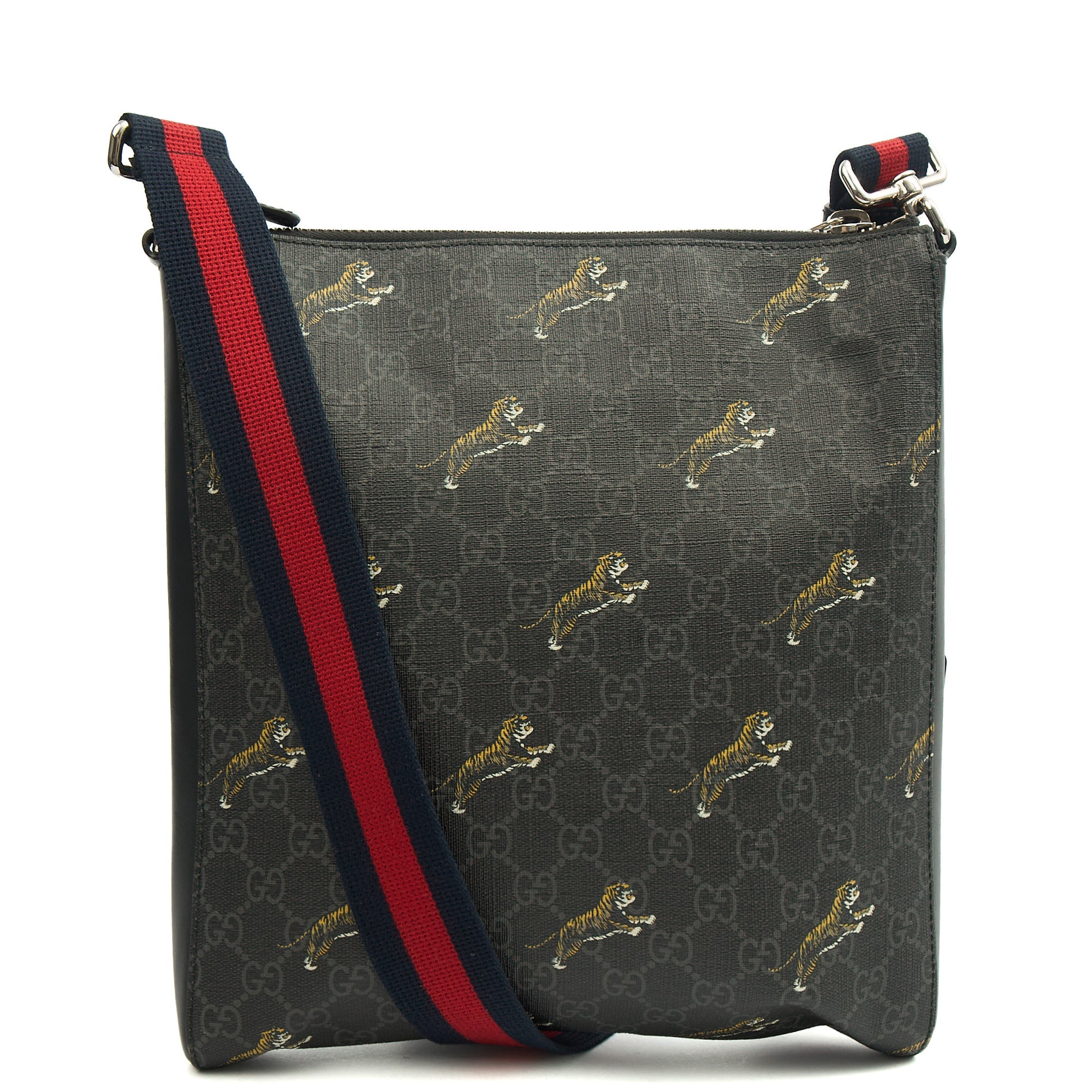 Gucci Cross Body Messenger in Night Courrier GG Supreme, Leather — Back View