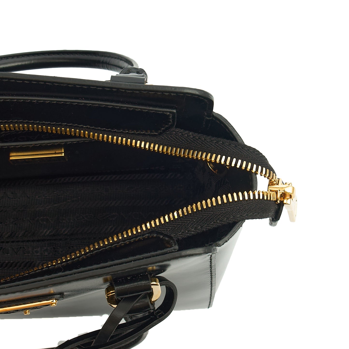 Prada Mini Bag Galleria Saffiano Mini in Black, Leather — Detail View