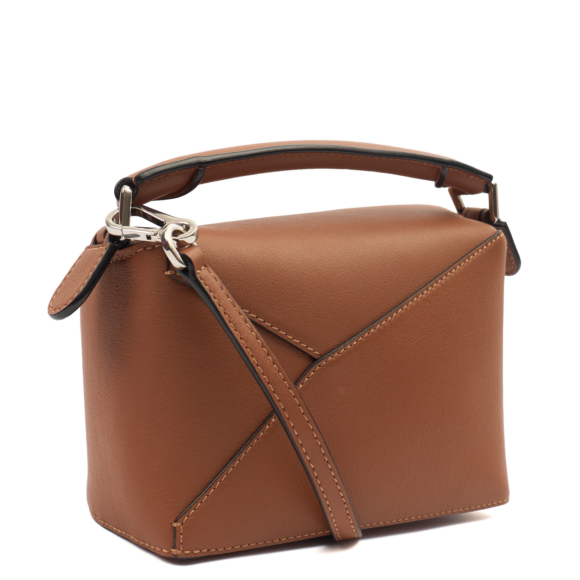 Loewe Cross Body Puzzle - Mini in Brown, Leather — Back View