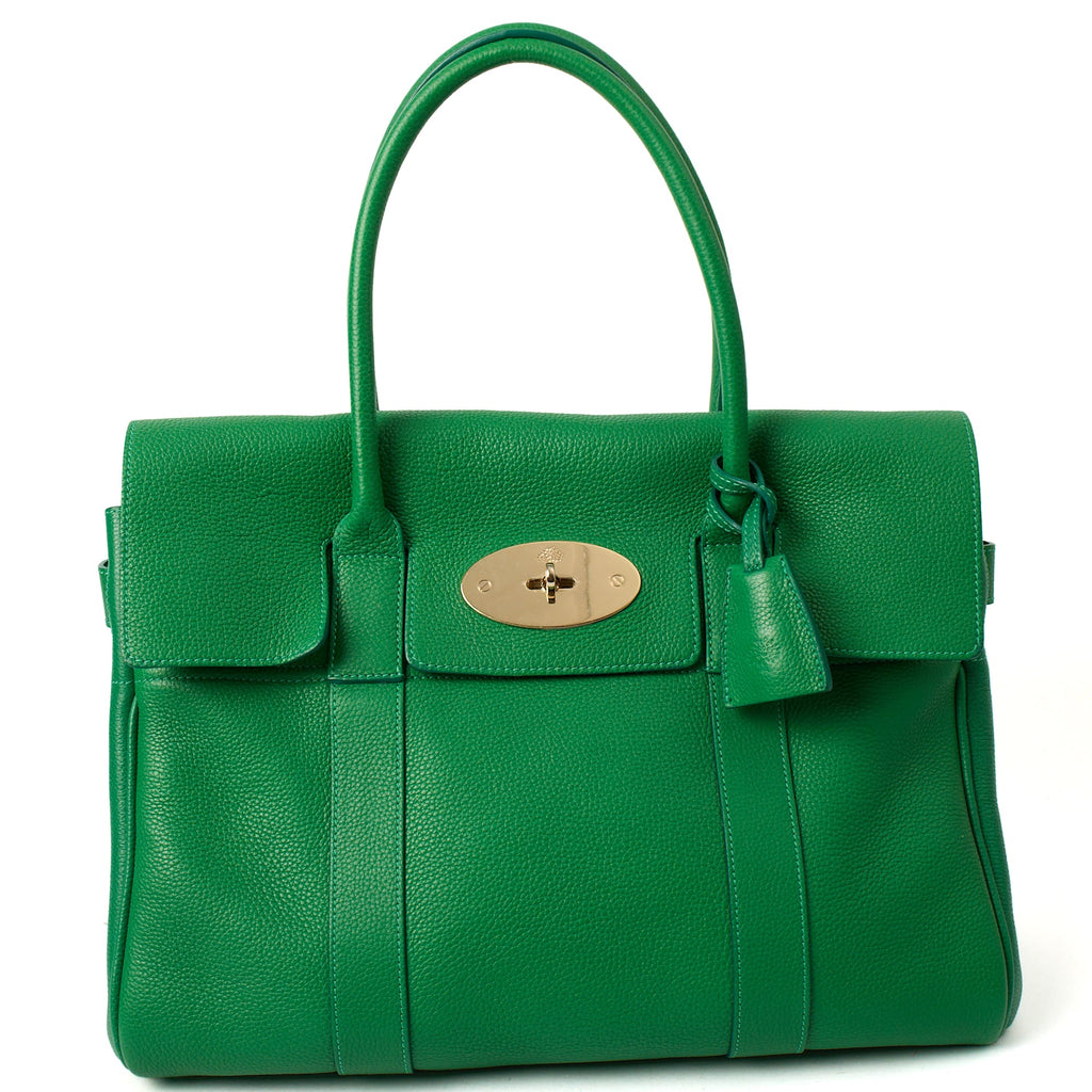 Mulberry Tote Bayswater Heritage in Lawn Green, Calfskin Leather — Front View