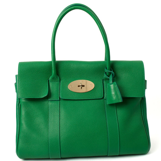 Mulberry Tote Bayswater Heritage in Lawn Green, Calfskin Leather — Front View