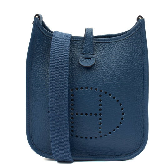 Hermes Evelyne 16 in Bleu Jean, Clemence Leather — Front View