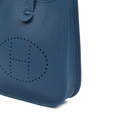 Hermes Evelyne 16 in Bleu Jean, Clemence Leather — Detail View