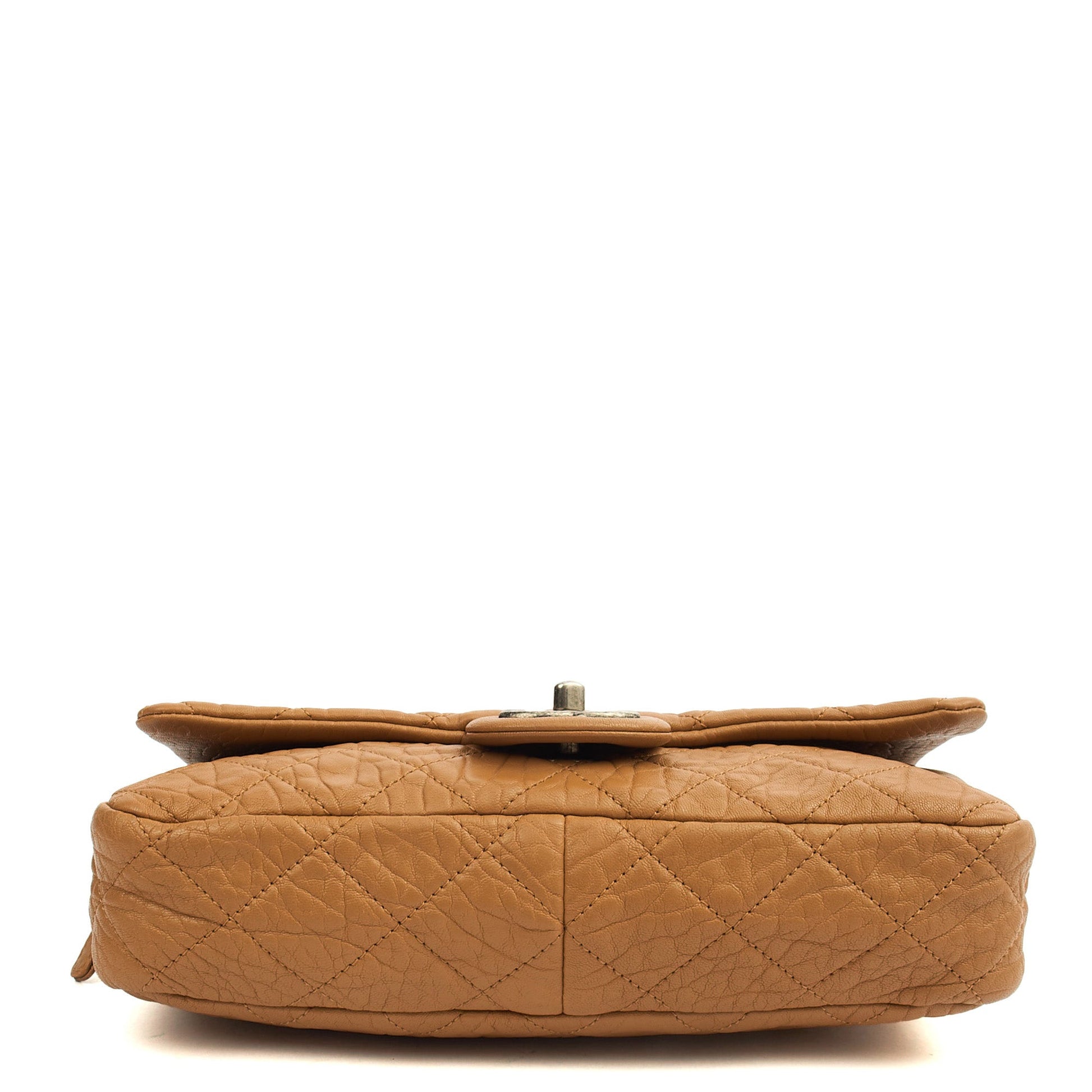 Chanel Shoulder Bag Flap Bag in Brown, Calfskin Leather — Detail View