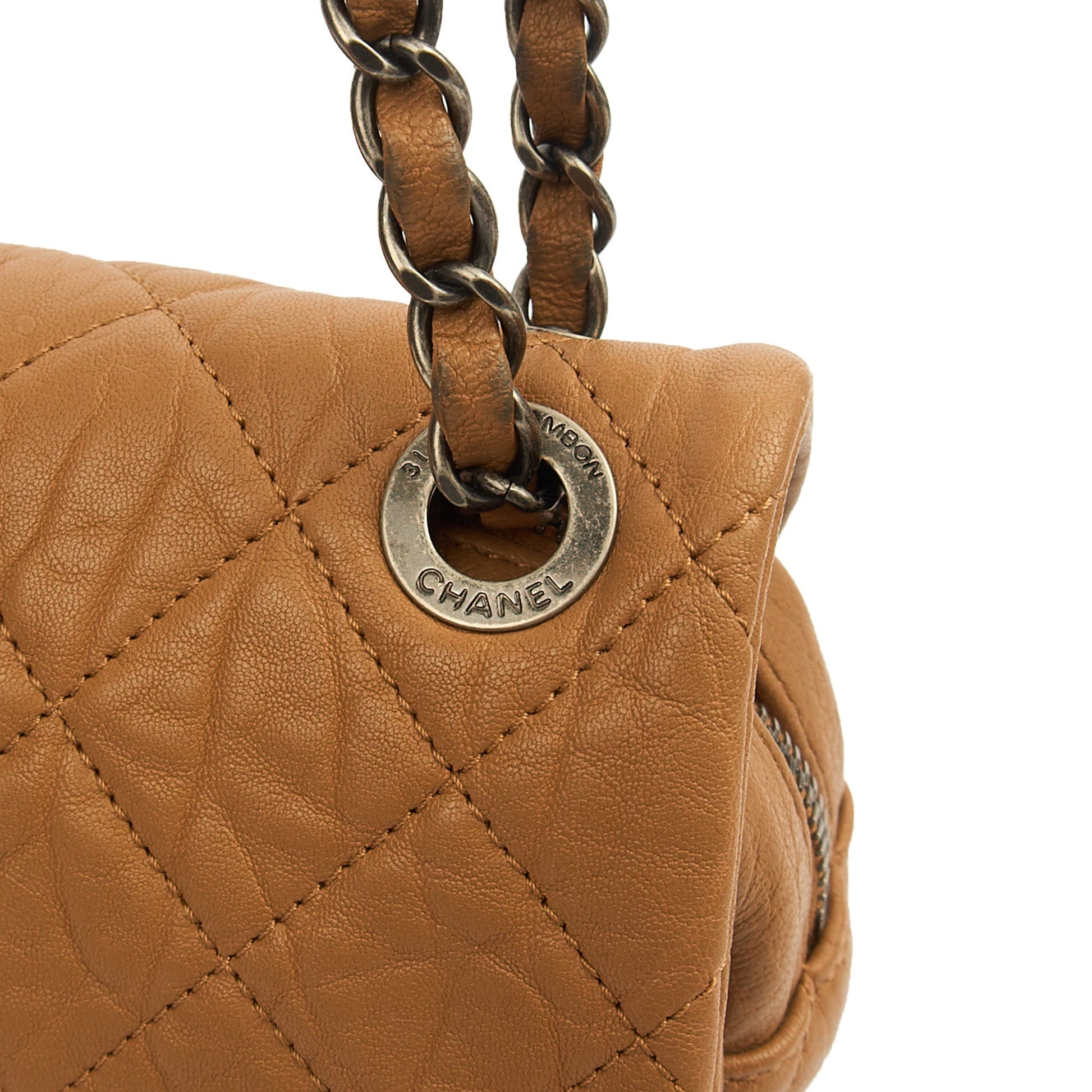 Chanel Shoulder Bag Flap Bag in Brown, Calfskin Leather — Alternate View 9