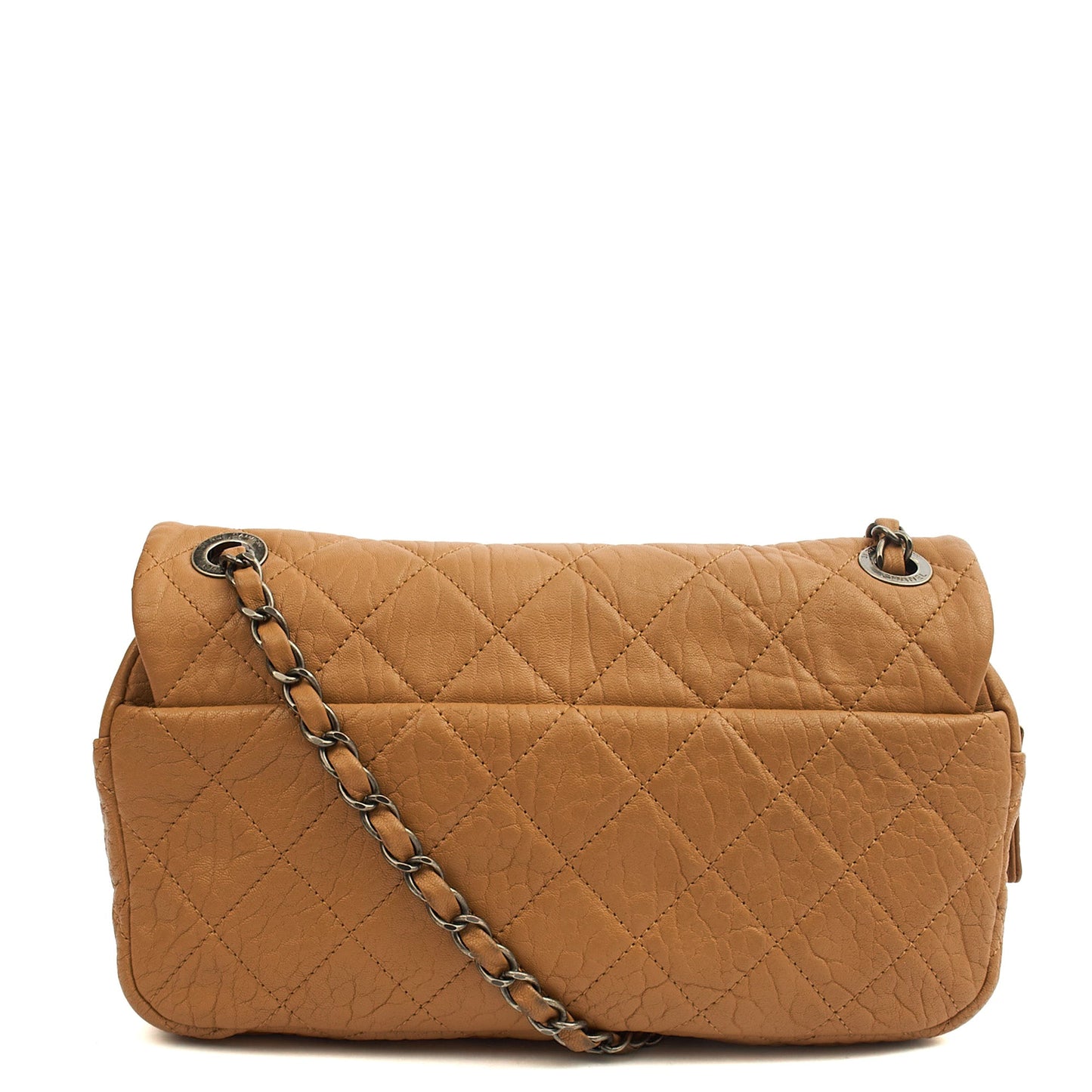 Chanel Shoulder Bag Flap Bag in Brown, Calfskin Leather — Top View