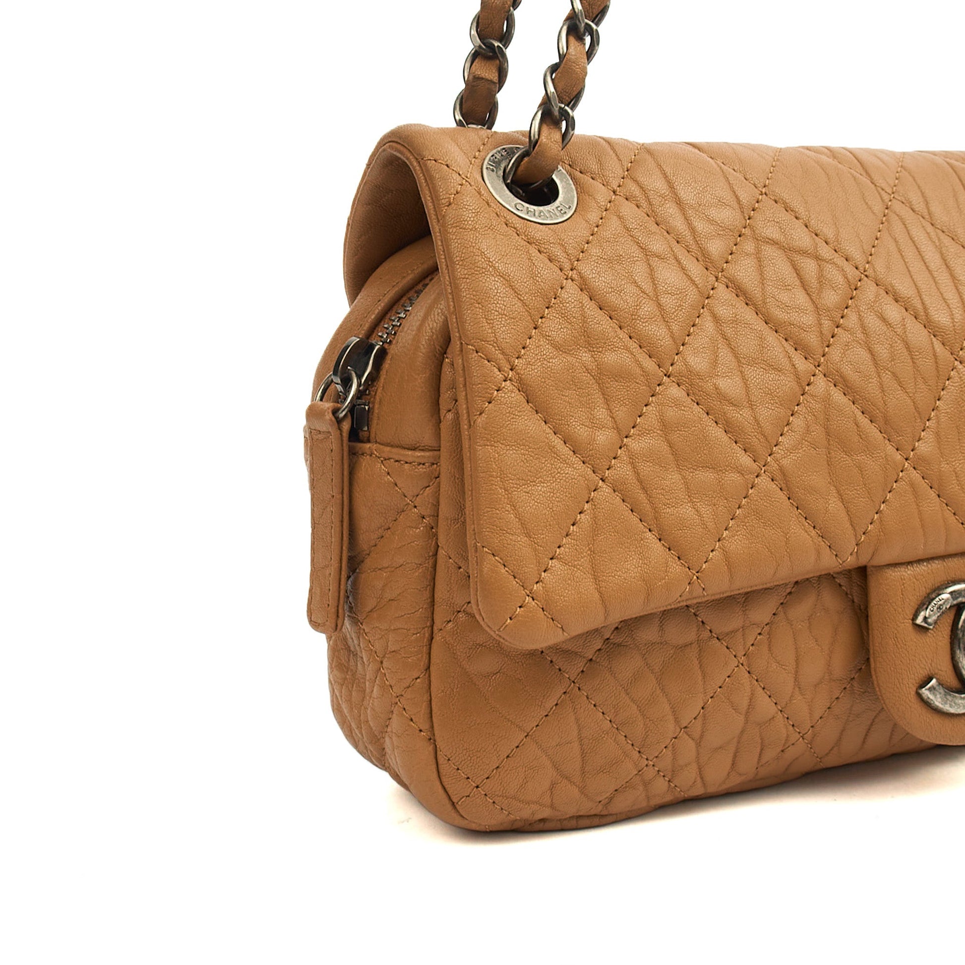 Chanel Shoulder Bag Flap Bag in Brown, Calfskin Leather — Alternate View 8