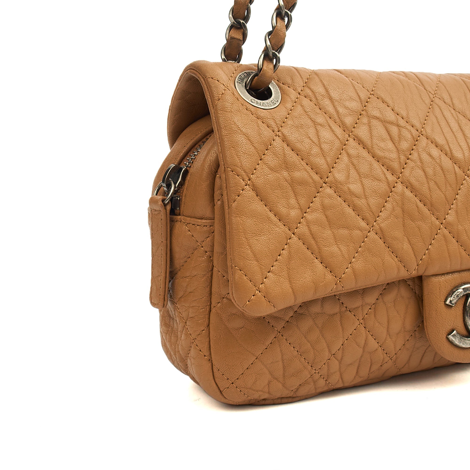 Chanel Shoulder Bag Flap Bag in Brown, Calfskin Leather — Alternate View 8
