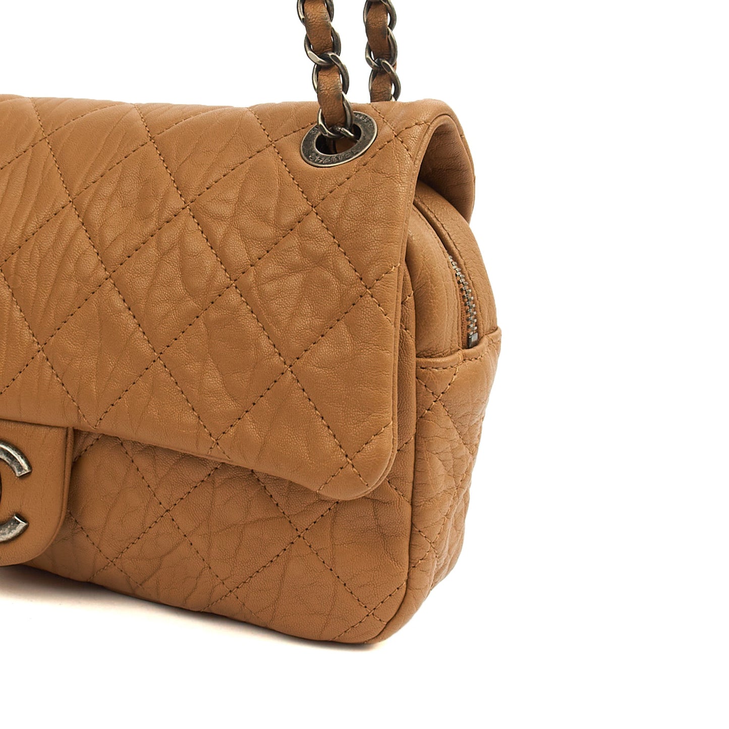 Chanel Shoulder Bag Flap Bag in Brown, Calfskin Leather — Alternate View 7