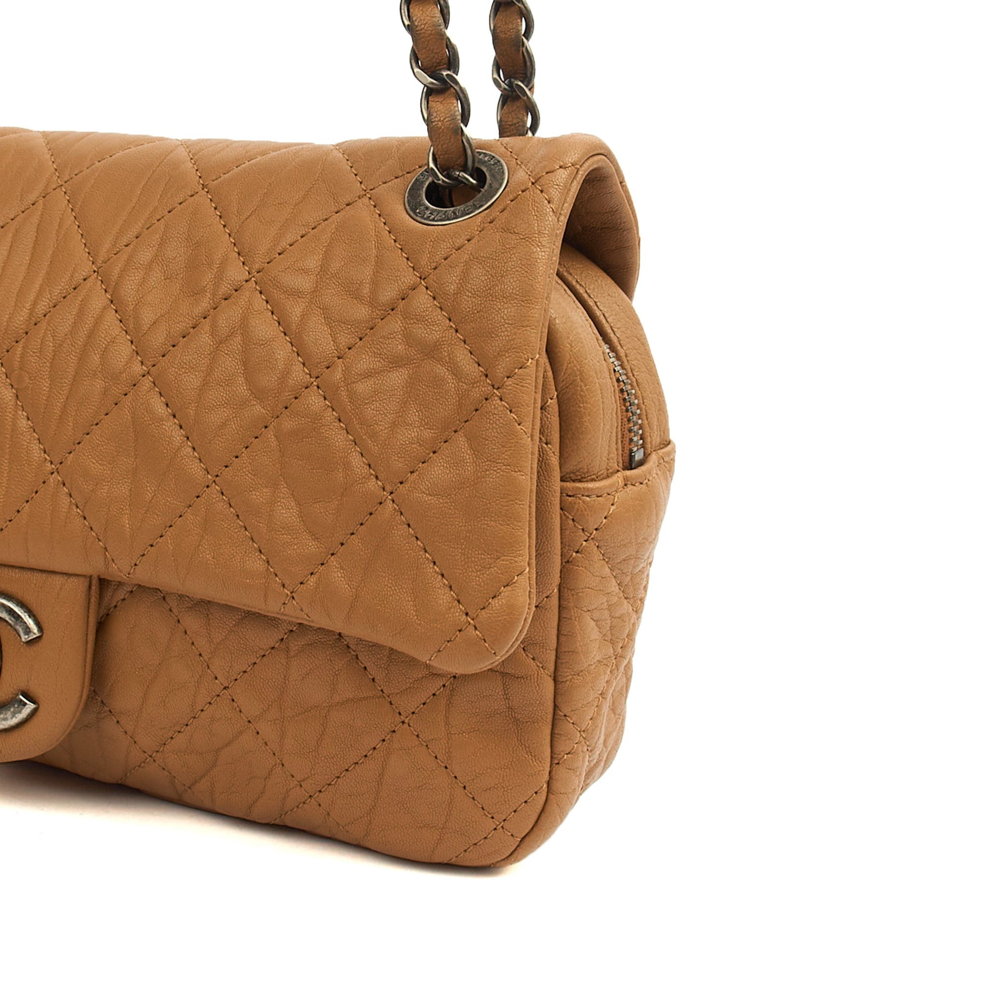 Chanel Shoulder Bag Flap Bag in Brown, Calfskin Leather — Alternate View 7