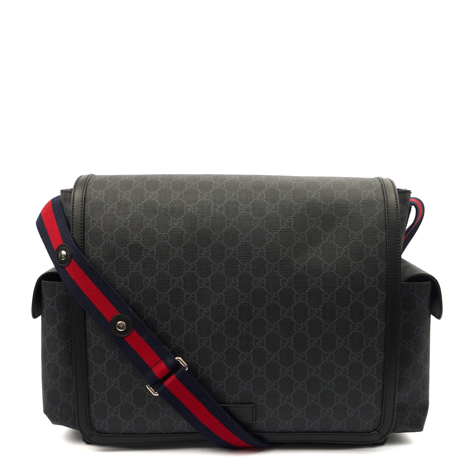 Gucci Cross Body Baby Carrier in GG Supreme, Exotic Effect Leather — Front View