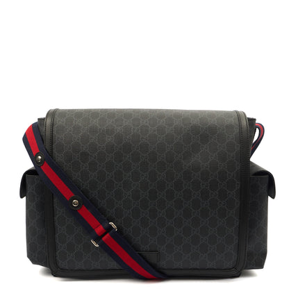 Gucci Cross Body Baby Carrier in GG Supreme, Exotic Effect Leather — Front View