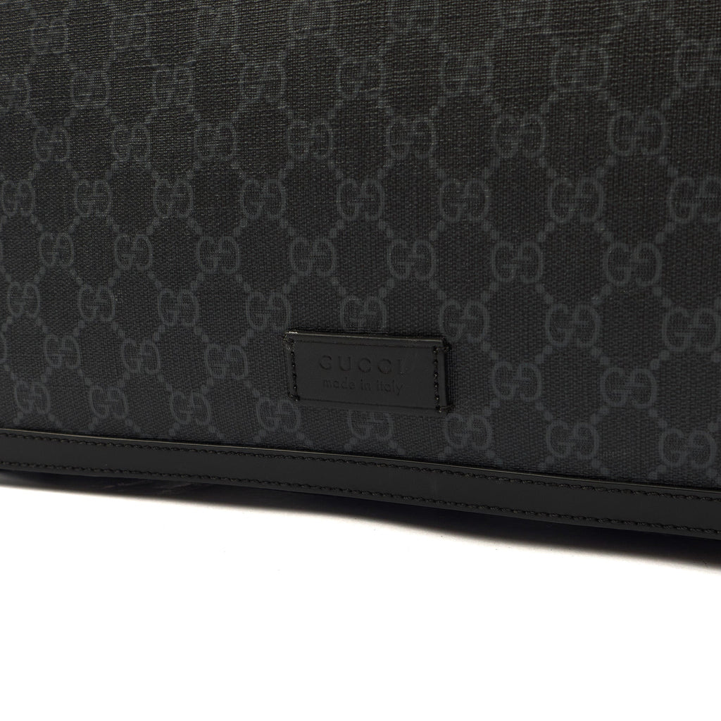 Gucci Cross Body Baby Carrier in GG Supreme, Exotic Effect Leather — Lifestyle View