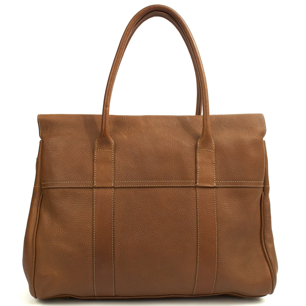 Mulberry Tote Bayswater Heritage in Oak, Calfskin Leather — Back View