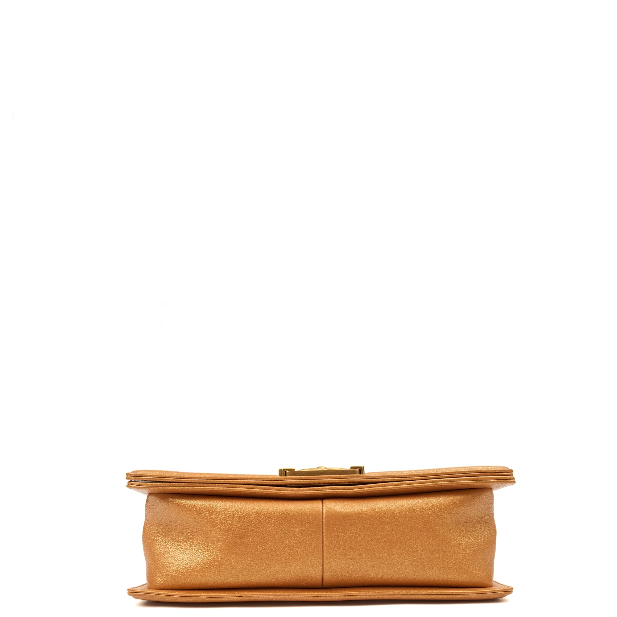 Chanel Shoulder Bag Boy - Medium in Metallic, Leather — Top View
