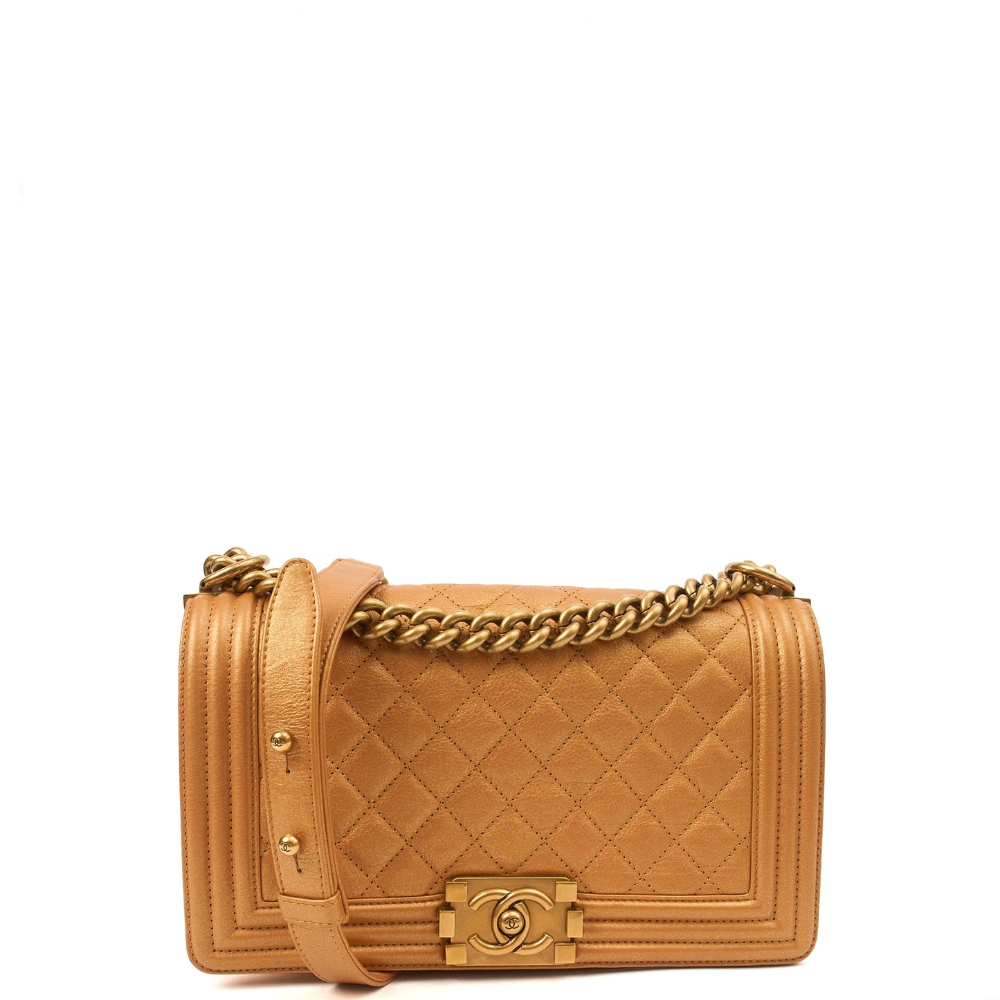 Chanel Shoulder Bag Boy - Medium in Metallic, Leather — Alternate View 21