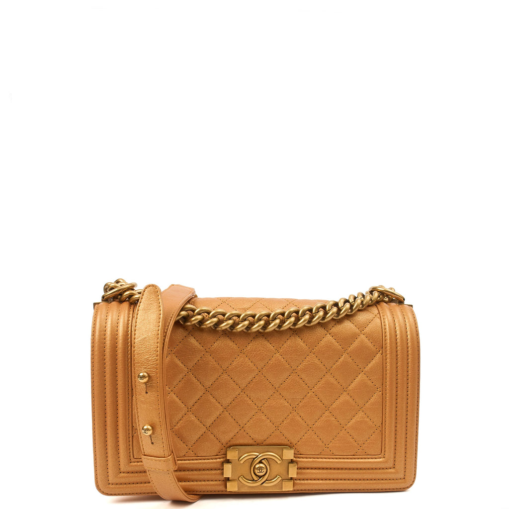 Chanel Shoulder Bag Boy - Medium in Metallic, Leather — Alternate View 11