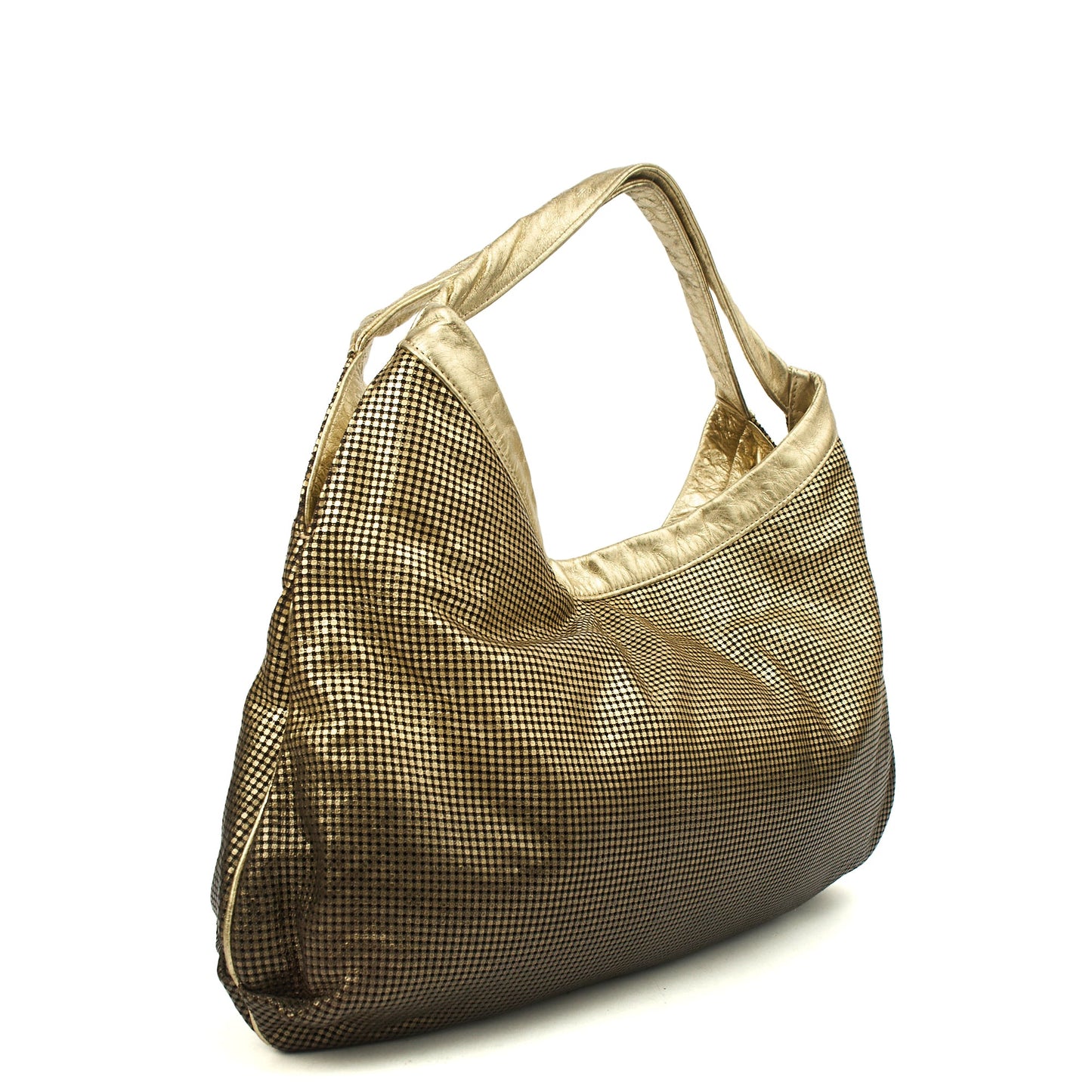 Chanel Tote Hobo in Metallic, Calfskin Leather — Side View