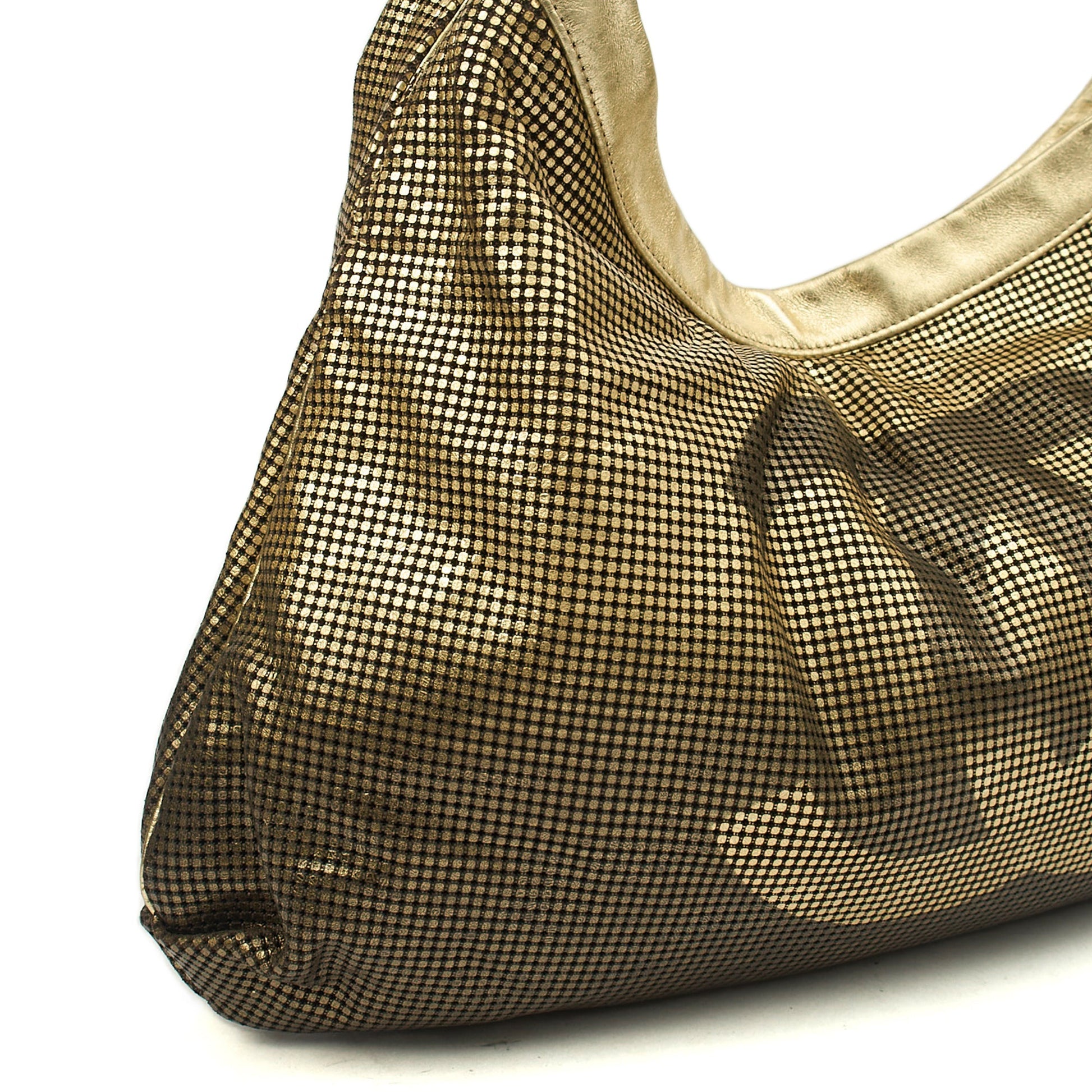 Chanel Tote Hobo in Metallic, Calfskin Leather — Detail View