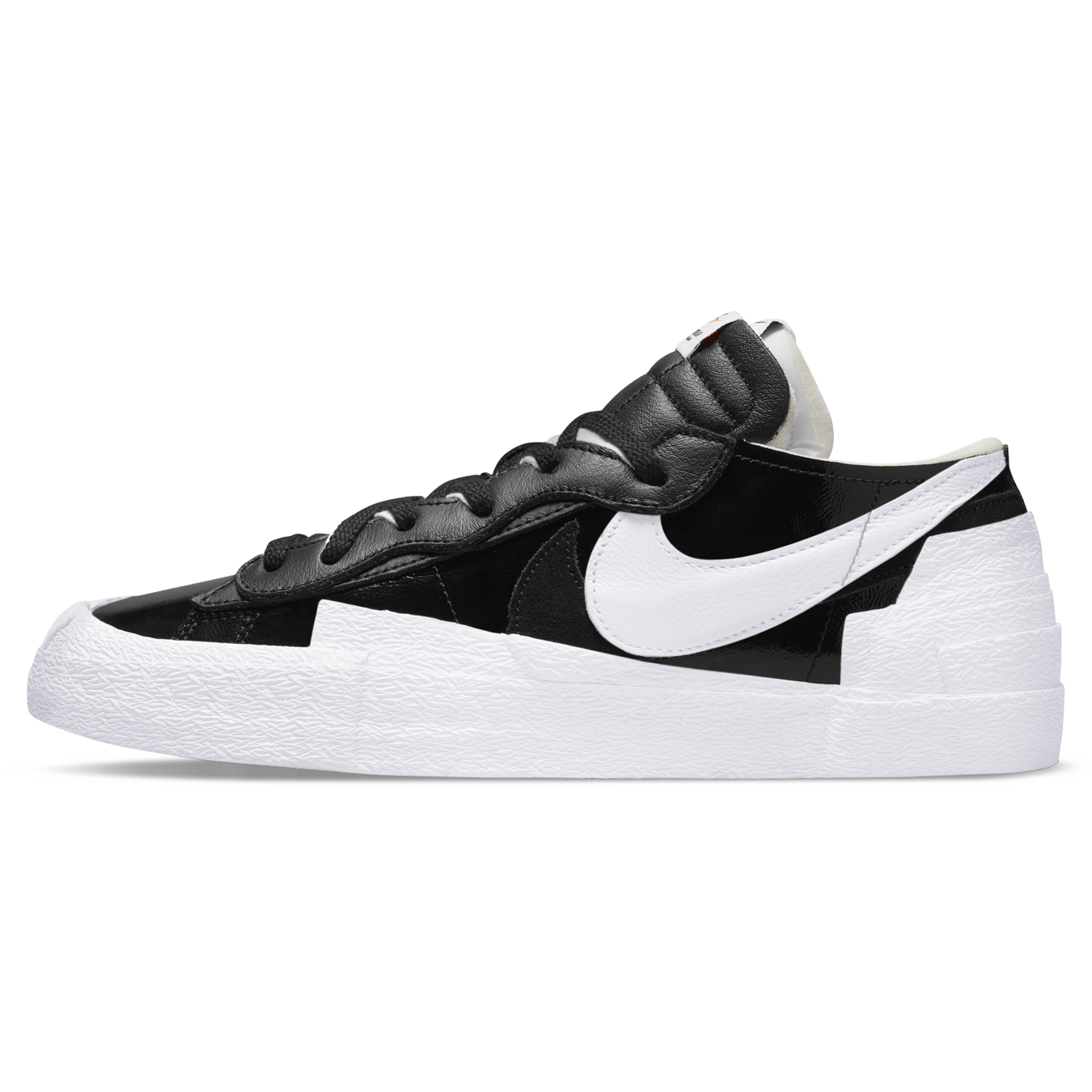 Kaws x sacai x Nike Blazer Low 'Black Patent' — UK 3 | EU 35.5 | US 3.5 — Front View