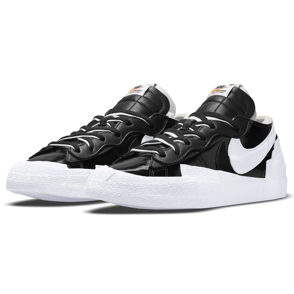 Kaws x sacai x Nike Blazer Low 'Black Patent' — UK 3 | EU 35.5 | US 3.5 — Side View