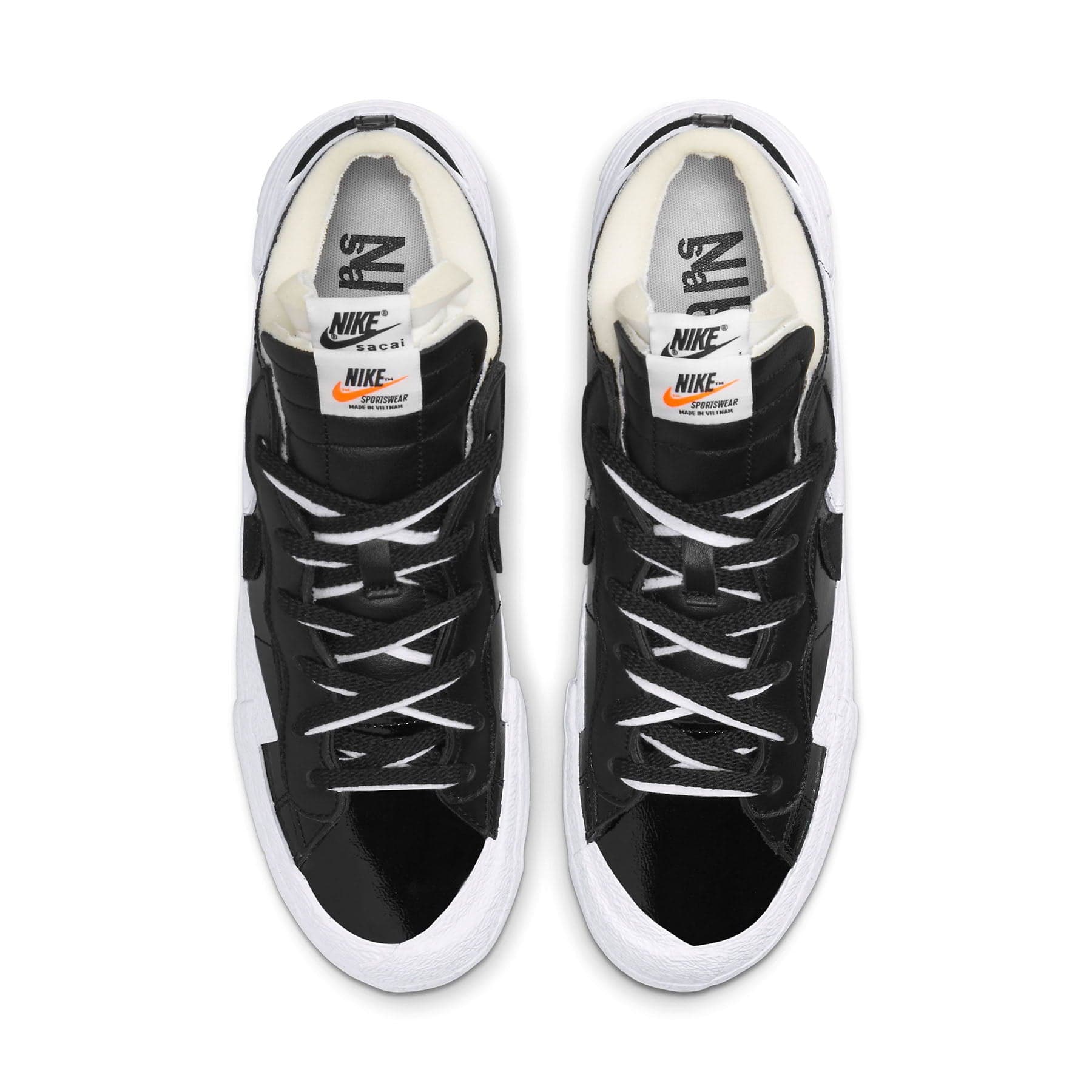 Kaws x sacai x Nike Blazer Low 'Black Patent' — UK 3 | EU 35.5 | US 3.5 — Back View