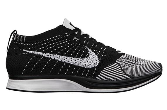 Nike Flyknit Racer - Black-White — UK 3 | EU 35.5 | US 3.5 — Back View