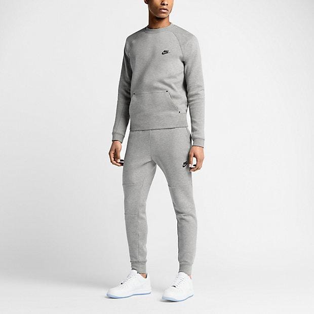 NIKE TECH FLEECE MEN'S TROUSERS - Medium Grey-Black — XXS — Top View