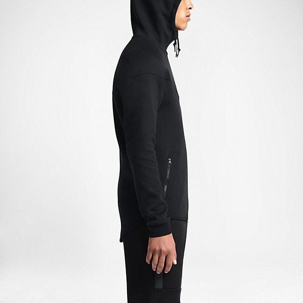 NIKE TECH FLEECE WINDRUNNER MEN'S HOODIE - Black — XXS — Back View