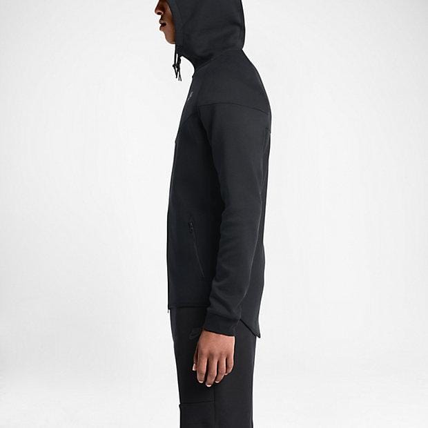 NIKE TECH FLEECE WINDRUNNER MEN'S HOODIE - Black — XXS — Top View