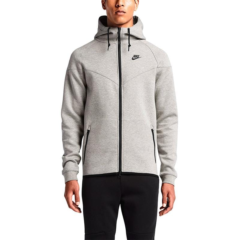 NIKE TECH FLEECE WINDRUNNER MEN'S HOODIE - Medium Grey-Black — XXS — Front View
