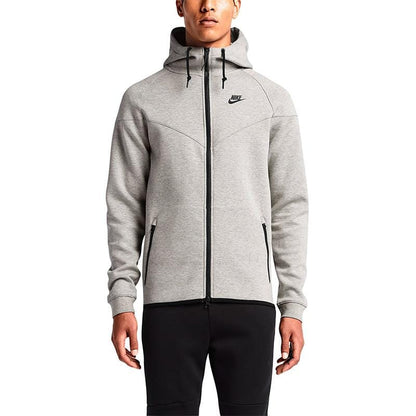 NIKE TECH FLEECE WINDRUNNER MEN'S HOODIE - Medium Grey-Black — XXS — Front View