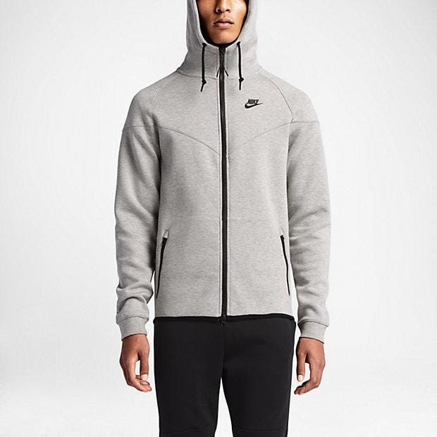 NIKE TECH FLEECE WINDRUNNER MEN'S HOODIE - Medium Grey-Black — XXS — Detail View