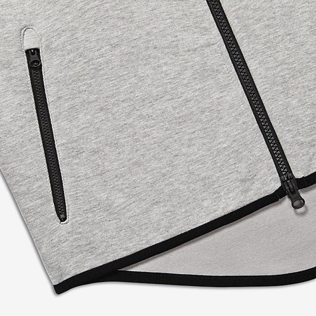 NIKE TECH FLEECE WINDRUNNER MEN'S HOODIE - Medium Grey-Black — XXS — Back View
