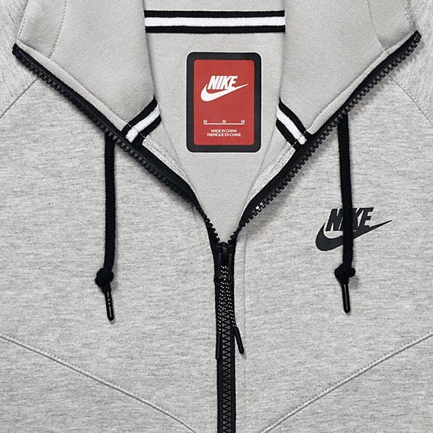 NIKE TECH FLEECE WINDRUNNER MEN'S HOODIE - Medium Grey-Black — XXS — Side View