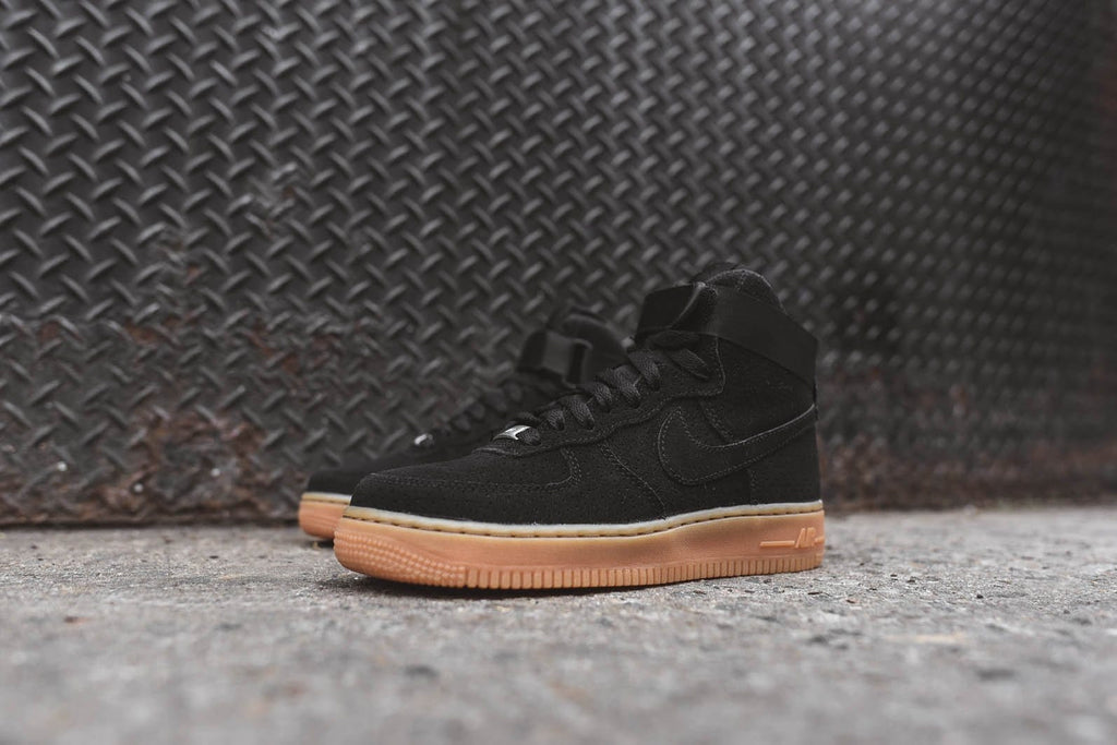 Nike WMNS Air Force 1 Hi Suede Black — UK 2.5 | EU 35.5 | US 5 — Back View
