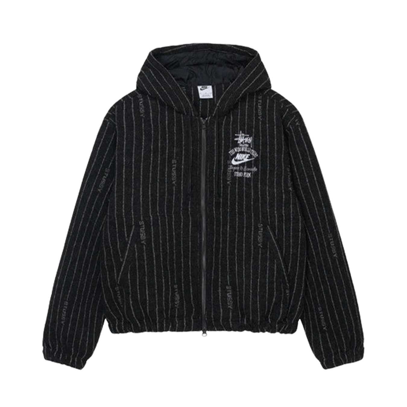 Nike x Stussy Striped Wool Jacket 'Black' — XXS — Front View