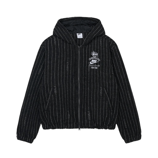 Nike x Stussy Striped Wool Jacket 'Black' — XXS — Front View
