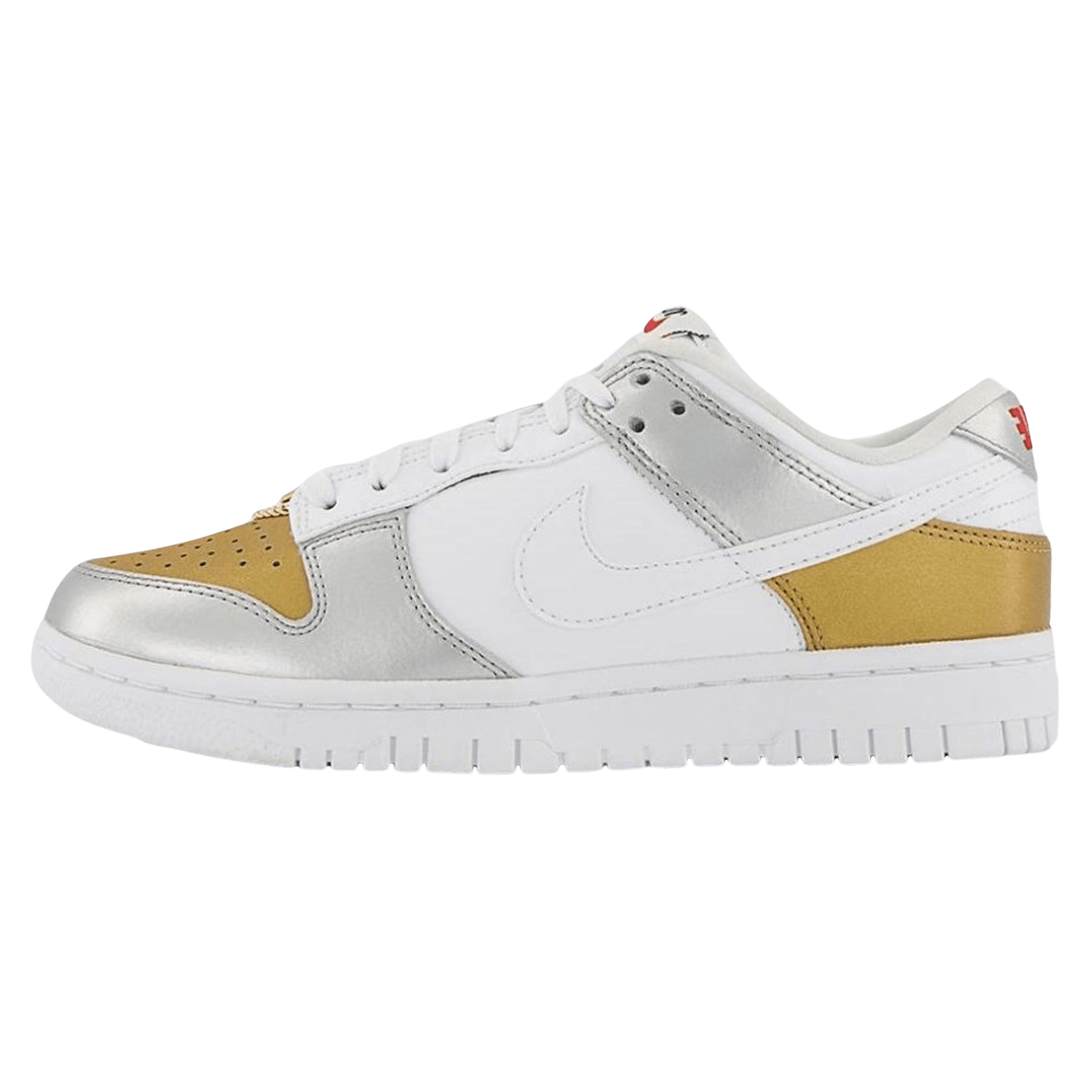 Nike Dunk Low SE Wmns 'White Metallic Gold Silver' — UK 2.5 | EU 35.5 | US 5 — Front View