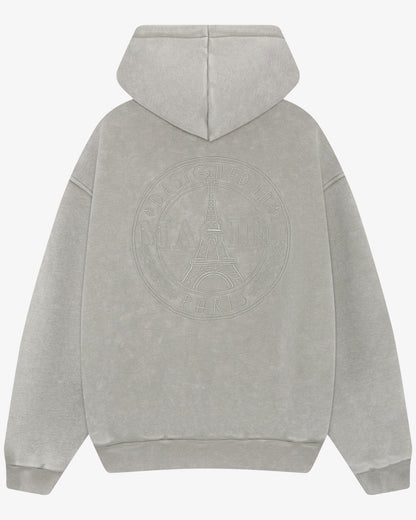 Magiri Embroidered Acid Wash Hoodie 'Washed Oatmeal' — Washed Oatmeal — Size S — Side View