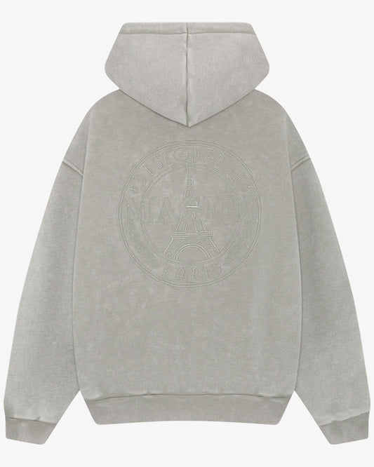 Magiri Embroidered Acid Wash Hoodie 'Washed Oatmeal' — Washed Oatmeal — Size S — Side View