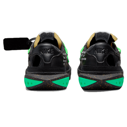 Off-White x Nike Blazer Low 'Black Electro Green' — UK 3 | EU 35.5 | US 3.5 — Back View