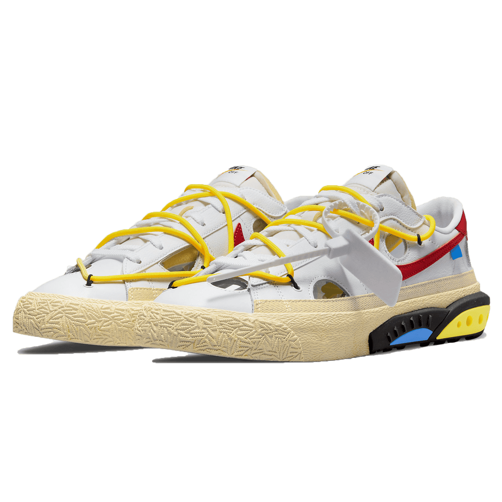 Off-White x Nike Blazer Low 'White University Red' — UK 3 | EU 35.5 | US 3.5 — Side View