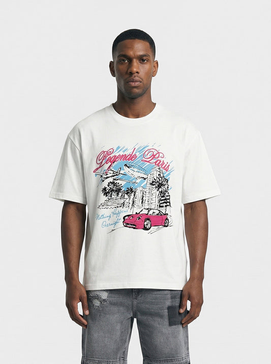Legende Paris OVERNIGHT SKETCH T-SHIRT - WHITE — XS — Front View