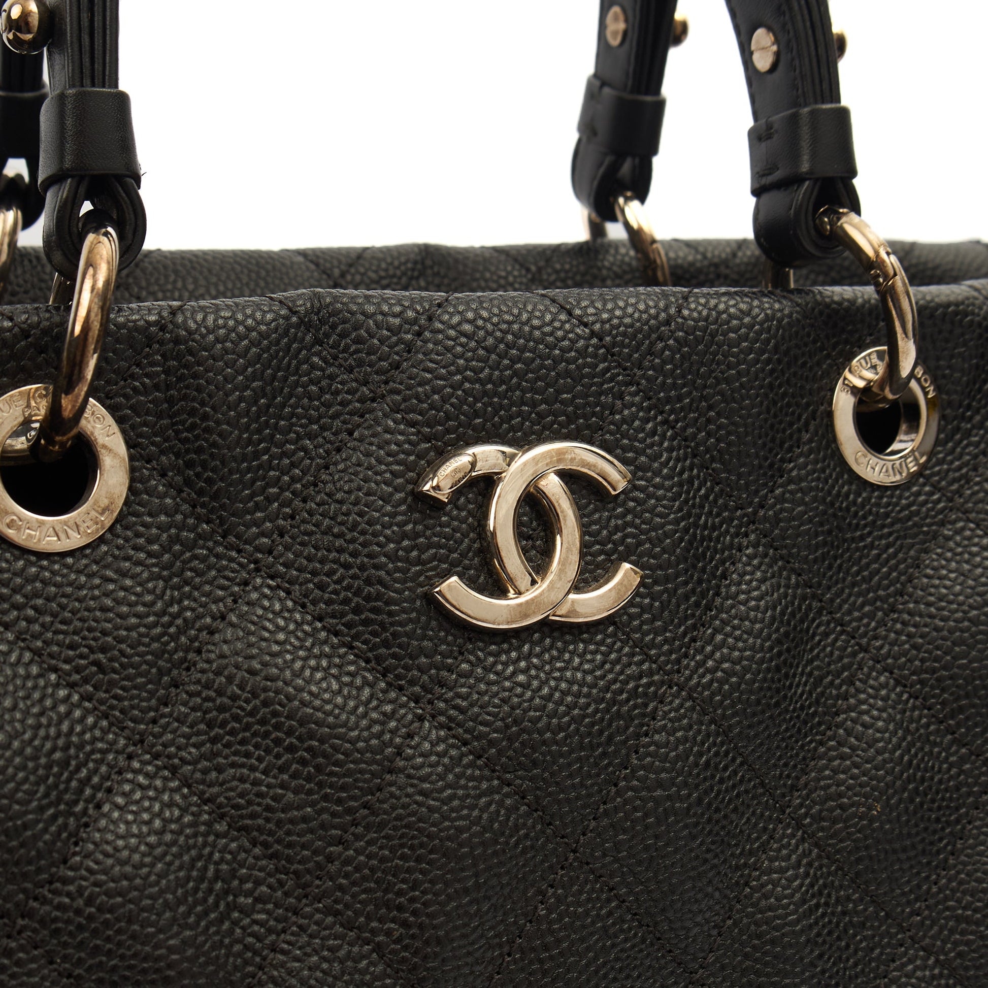 Chanel Tote Shopper Tote in Black, Caviar Leather — Lifestyle View