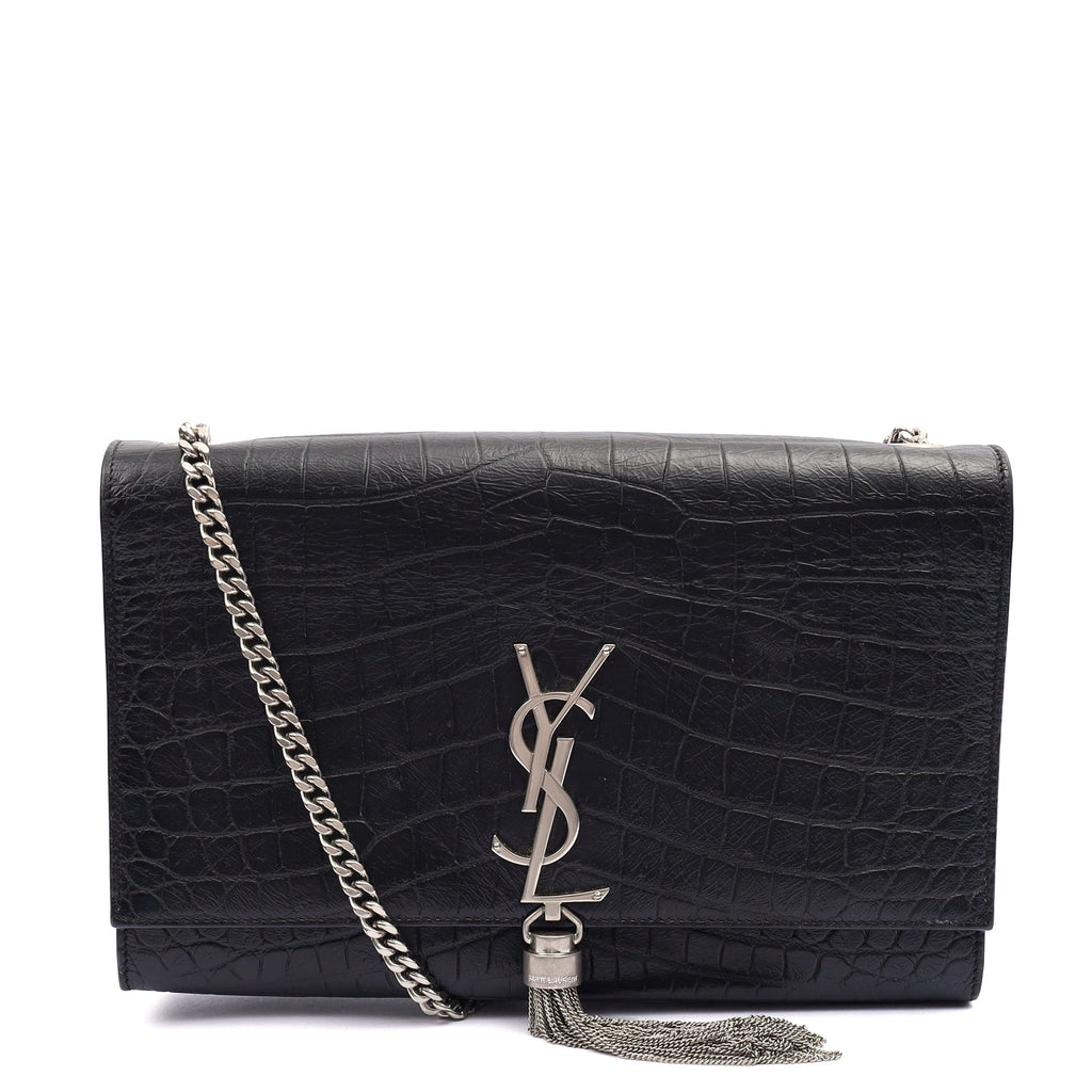 Saint Laurent Cross Body Kate Small Tassel in Black, Exotic Effect Leather — Alternate View 13
