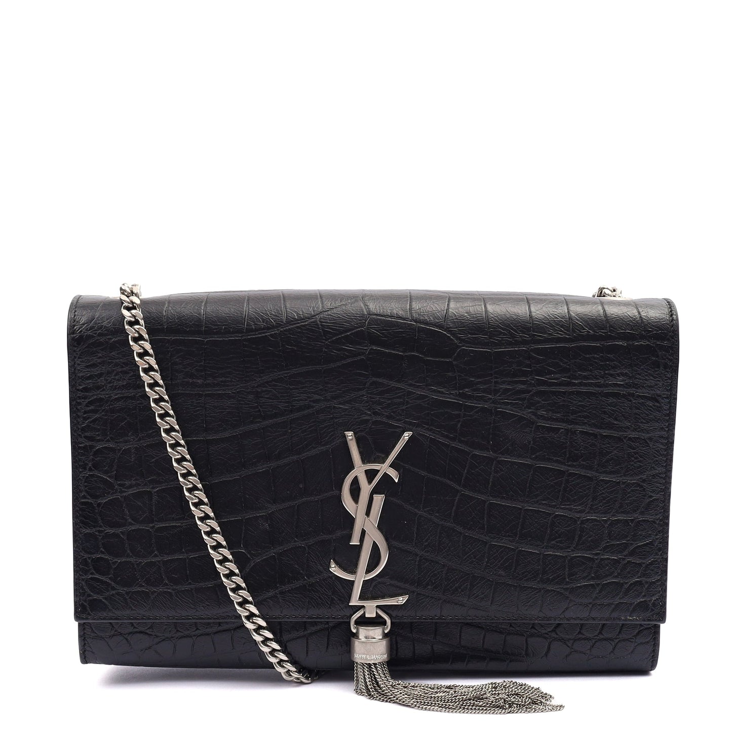 Saint Laurent Cross Body Kate Small Tassel in Black, Exotic Effect Leather — Alternate View 13