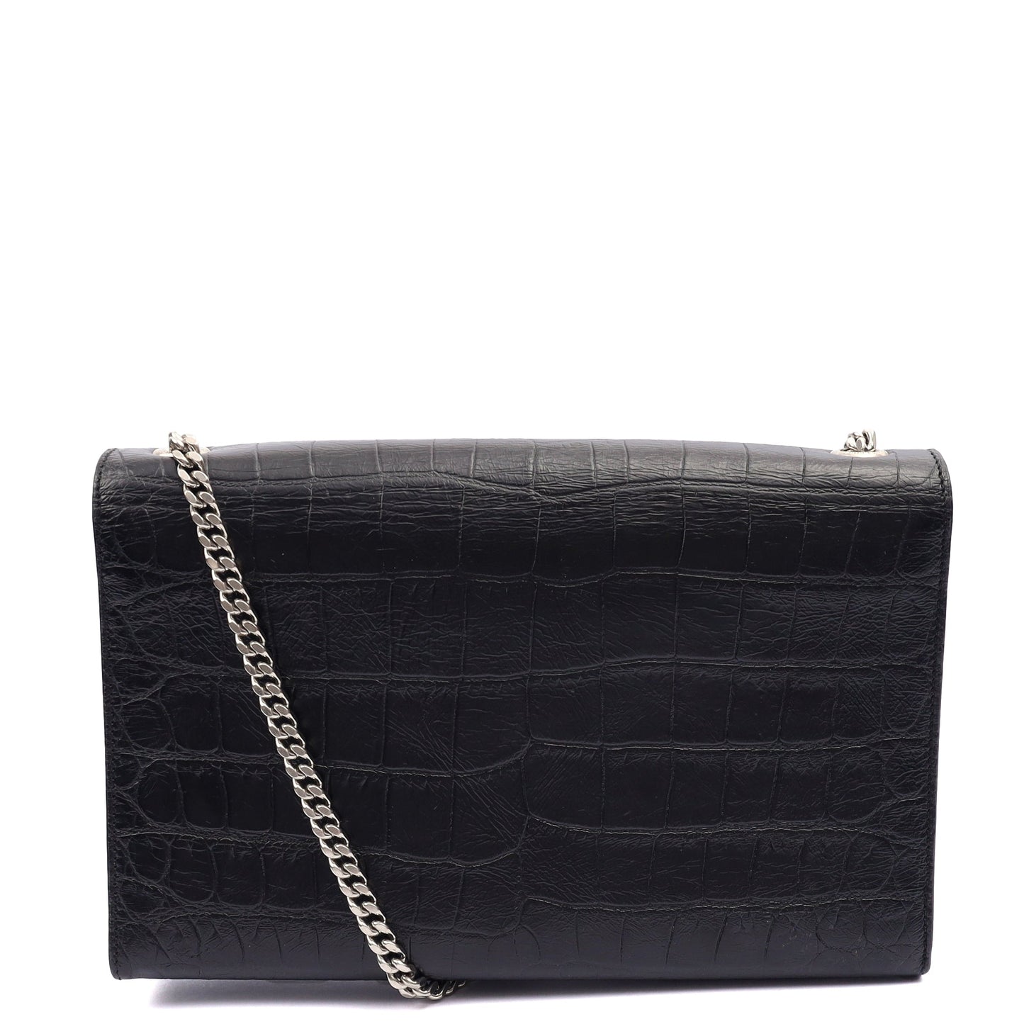 Saint Laurent Cross Body Kate Small Tassel in Black, Exotic Effect Leather — Back View
