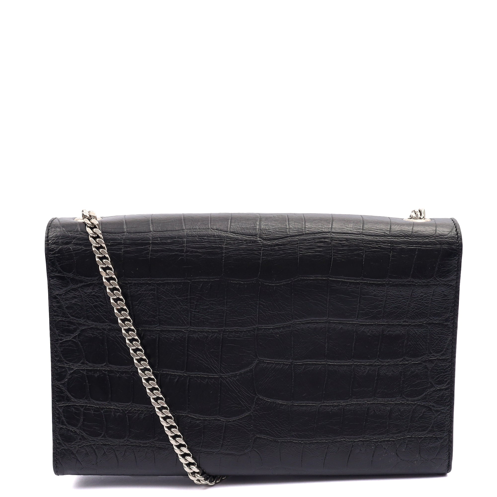 Saint Laurent Cross Body Kate Small Tassel in Black, Exotic Effect Leather — Back View